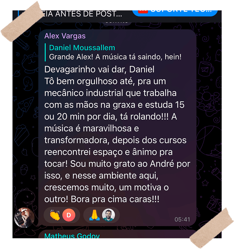 Relato de Alex Vargas sobre reencontrar motivação para tocar